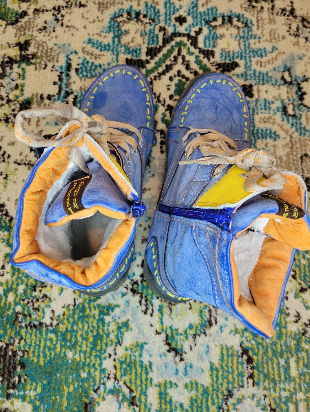 TMA EYES Blue Radiant Rebel Shorties Patchwork Ankle Boots, Size EU 44 US 10 - Picture 4 of 7